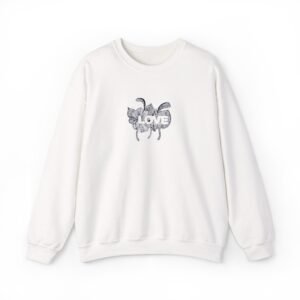 Love Butterfly Crewneck Sweatshirt, Cozy Pullover, Unisex Apparel, Gift for Her, Valentine's Day Sweater, Cute Casual Wear